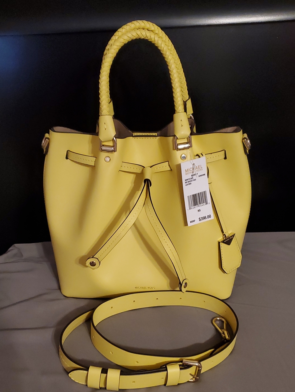 Michael Kors Lemon Yellow Braided-Handle Satchel